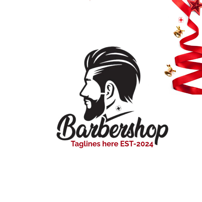 Black Illustrative Red Color  barber logo || barber shop logo || black vector template